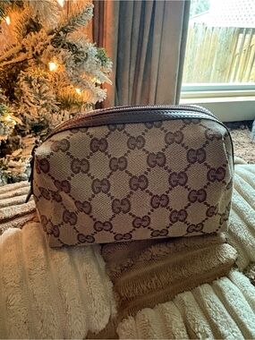 Gucci Brown Monogram Canvas Cosmetic Pouch